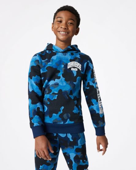 Converse Camo Pullover Hettegensere Gutt Marineblå | 375XGWKOU