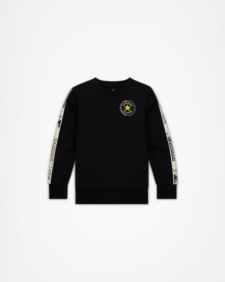 Converse Checkered French Terry Crew Gensere Gutt Svarte | 312PCQFBK