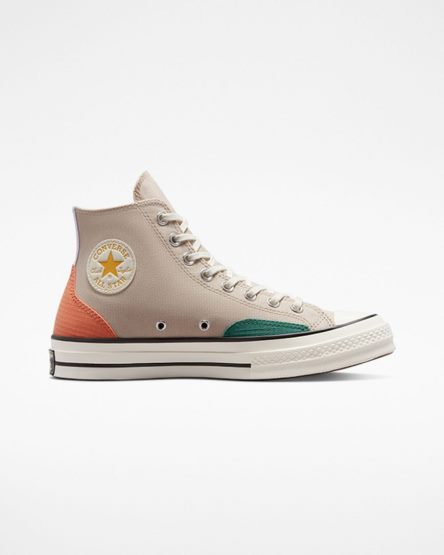 Converse Chuck 70 Color Block Høye Sko Herre Beige Grønn Oransje | 567PEHAIN