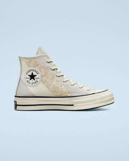 Converse Chuck 70 Embroidered Floral Høye Sko Dame Beige Svarte | 057ZAJPLW