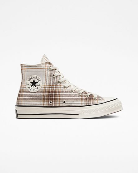 Converse Chuck 70 Tartan Høye Sko Dame Beige Svarte | 432YGTDER