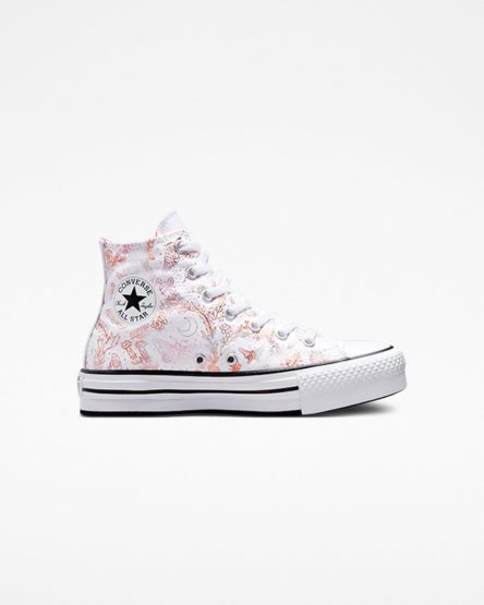 Converse Chuck Taylor All Star EVA Lift Butterfly Shine Høye Platform Sko Jente Hvite Rosa Svarte | 856UFSMPY