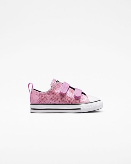 Converse Chuck Taylor All Star Easy-On Glitter Lave Sko Jente Rosa Svarte | 957DJKYLX