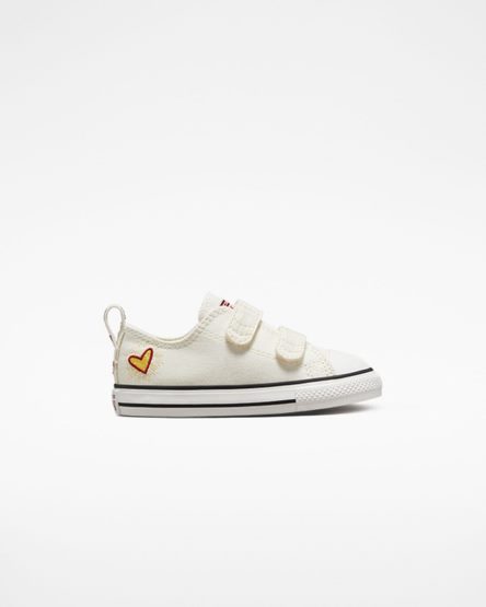 Converse Chuck Taylor All Star Easy-On Hearts Lave Sko Jente Hvite Mørke Rød | 397DIJSQP