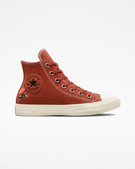 Converse Chuck Taylor All Star Embroidered Roses Høye Sko Dame Oransje | 845HVMDZO