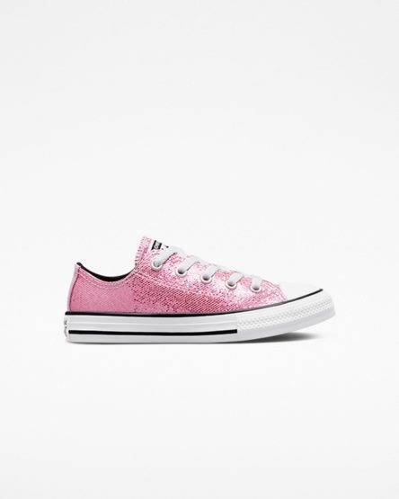 Converse Chuck Taylor All Star Glitter Lave Sko Jente Rosa Svarte | 276EFDXGJ