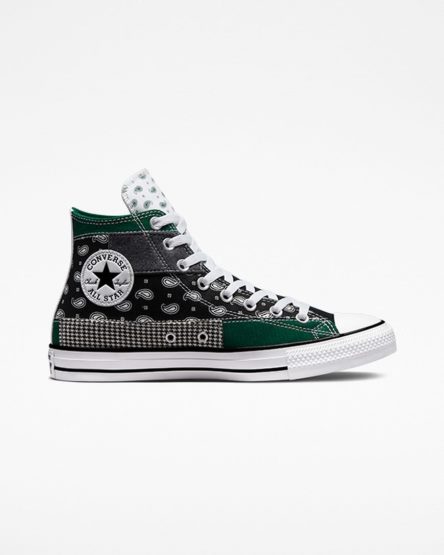 Converse Chuck Taylor All Star Hacked Patterns Høye Sko Dame Grønn Svarte Hvite | 152UITFXJ
