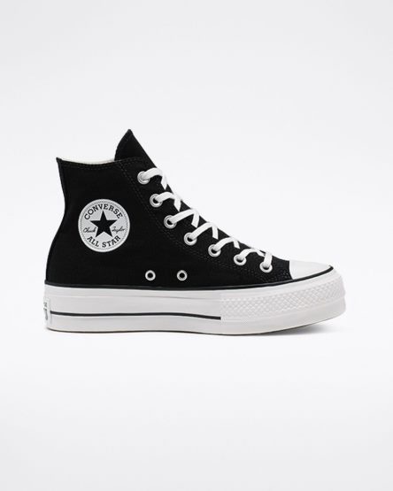 Converse Chuck Taylor All Star Lift Canvas Høye Platform Sko Dame Svarte Hvite | 049FPUQDR