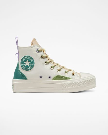 Converse Chuck Taylor All Star Lift Colorblock Overlay Høye Platform Sko Dame Beige | 216JEWMVX