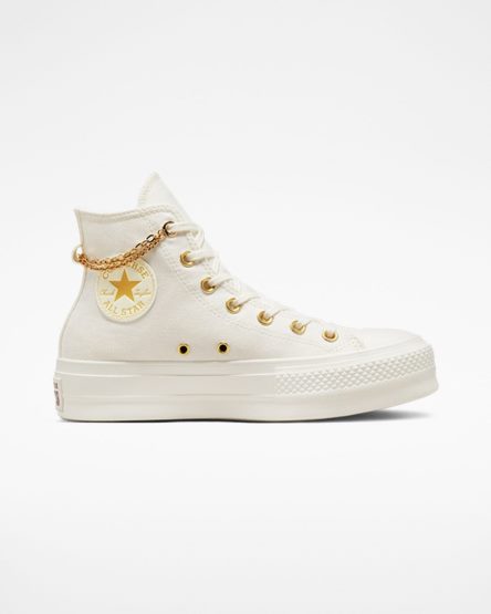 Converse Chuck Taylor All Star Lift Gold Chain Høye Platform Sko Dame Beige Gul | 186LCIZVO