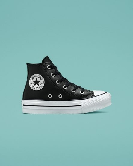 Converse Chuck Taylor All Star Lift Lær Høye Platform Sko Gutt Svarte Beige Hvite | 194USPVZR