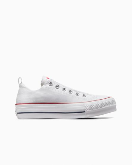 Converse Chuck Taylor All Star Lift Slip Lave Platform Sko Dame Hvite Rød Blå | 196CXZSAW