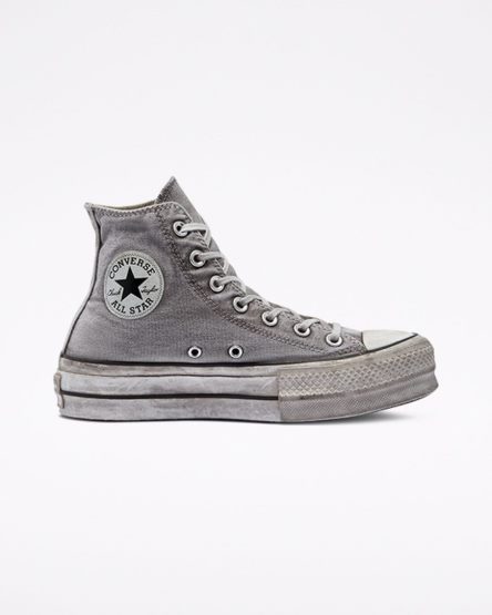 Converse Chuck Taylor All Star Lift Smoked Canvas Høye Platform Sko Dame Grå Hvite | 074YDPETJ