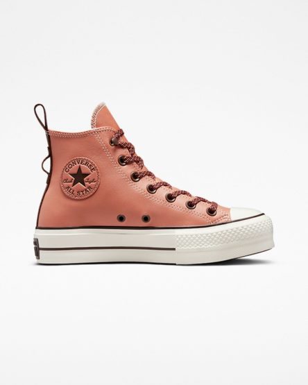 Converse Chuck Taylor All Star Lift Tonal Lær Høye Platform Sko Dame Aprikos | 016QIJLSA