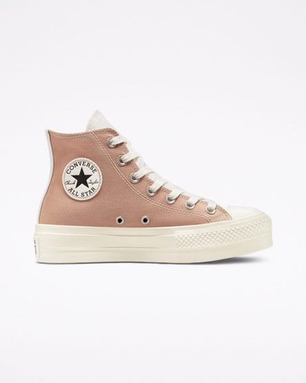 Converse Chuck Taylor All Star Lift Tri-Panel Høye Platform Sko Dame Aprikos Grå | 193ZLSOKE