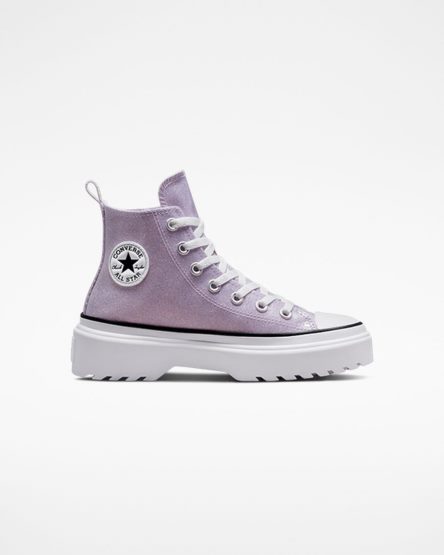 Converse Chuck Taylor All Star Lugged Lift Glitter Høye Platform Sko Jente Lilla Hvite Svarte | 072TFHPCS