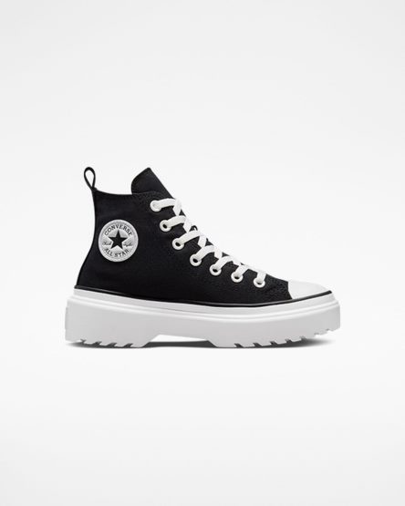 Converse Chuck Taylor All Star Lugged Lift Canvas Høye Platform Sko Jente Svarte Hvite | 847HZIQSU