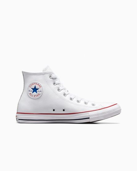 Converse Chuck Taylor All Star Lær Høye Sko Herre Hvite | 814KOXUTI