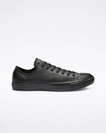 Converse Chuck Taylor All Star Lær Lave Sko Dame Svarte | 642VKGBLC