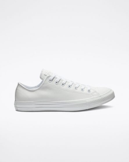 Converse Chuck Taylor All Star Lær Lave Sko Herre Hvite | 736AWDPZJ