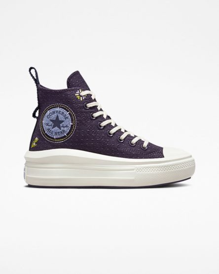 Converse Chuck Taylor All Star Move Autumn Embroidery Høye Platform Sko Dame Lilla | 920KDLFOT