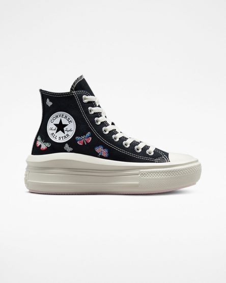 Converse Chuck Taylor All Star Move Butterfly Wings Høye Platform Sko Dame Svarte Rosa | 253EACSQK