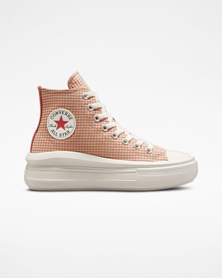 Converse Chuck Taylor All Star Move Checkered Høye Platform Sko Dame Aprikos | 243JLGIOS