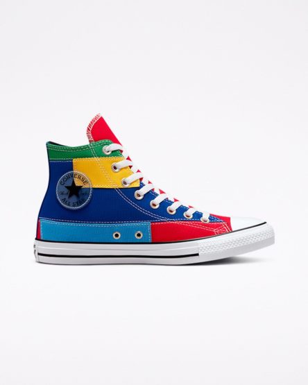 Converse Chuck Taylor All Star Patchwork Høye Sko Dame Rød Blå | 915WOSGLU