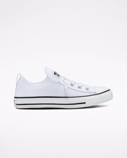 Converse Chuck Taylor All Star Shoreline Knit Slip Lave Sko Dame Hvite Svarte Hvite | 174ZEAKUW