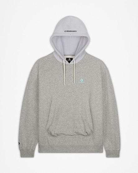 Converse Colorblock Logo Pullover Hettegensere Herre Grå | 485QADWZG