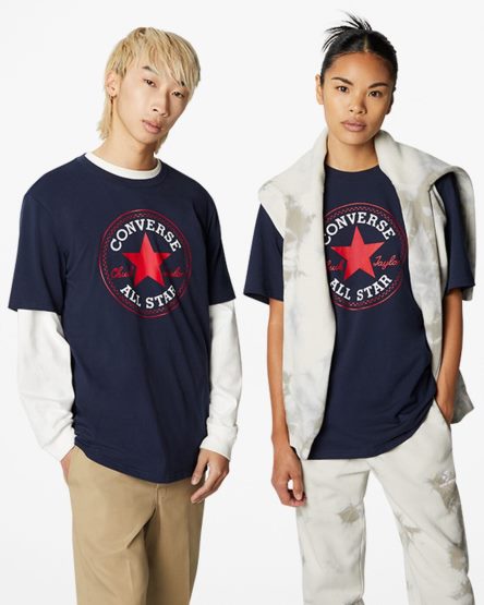 Converse Go-To All Star Patch Standard Fit T-Shirts Dame Obsidian | 640UYPLZS