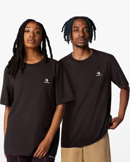 Converse Go-To Embroidered Star Chevron Standard Fit T-Shirts Dame Brune | 361BODMCQ