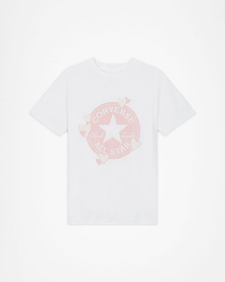 Converse Heart All Star Patch T-Shirts Dame Hvite | 845CUYDVK