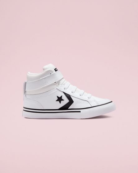 Converse Pro Blaze Reima Lær Høye Sko Jente Hvite Svarte Hvite | 483SKCJLN