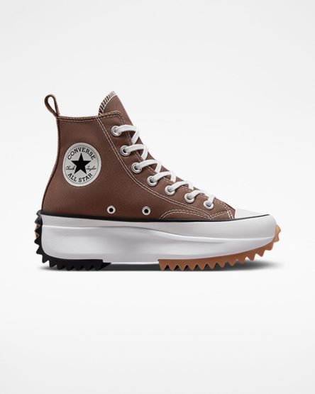 Converse Run Star Hike Høye Platform Sko Dame Brune Svarte Hvite | 692TSQJWM