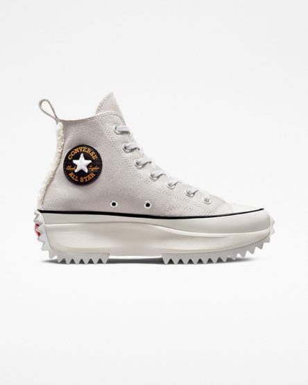 Converse Run Star Hike Sherpa Trim Høye Sko Dame Grå Svarte | 173KEQJDT
