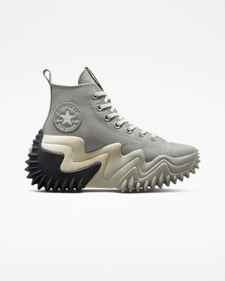 Converse Run Star Motion CX Høye Platform Sko Dame Olivengrønne Lyse Sølv | 298EVTUSO