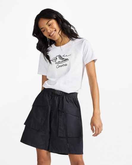 Converse Sneaker Grafiske Slim-Fit T-Shirts Dame Hvite | 785TFRVLU
