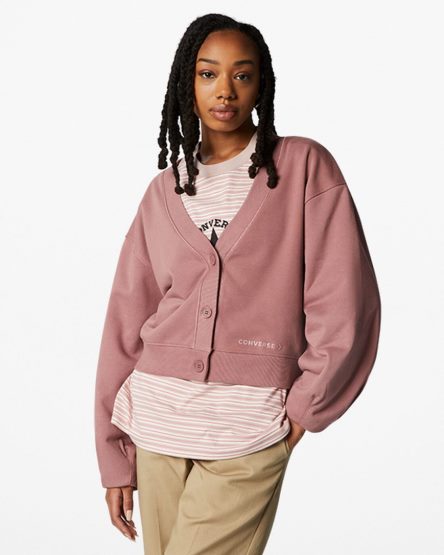 Converse Twisted Knits Cardigan Gensere Dame Burgunder | 843VRTZIN