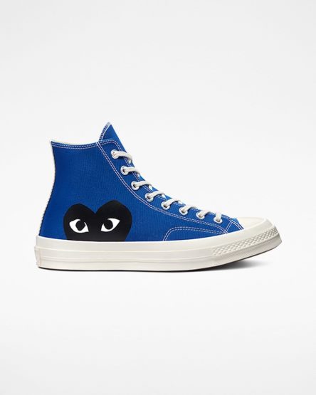 Converse x Comme des Garçons PLAY Chuck 70 Høye Sko Dame Blå Svarte | 032CSXZPM