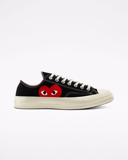 Converse x Comme des Garçons PLAY Chuck 70 Lave Sko Dame Svarte Hvite Rød | 298IKYWGR