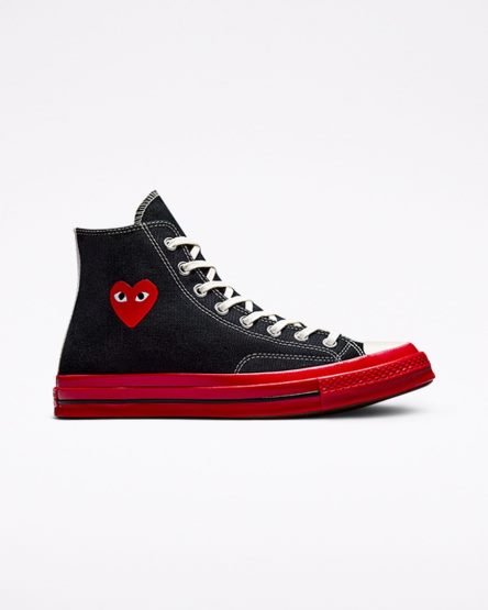 Converse x Comme des Garçons PLAY Chuck 70 Høye Sko Herre Svarte Rød | 478JSABEI