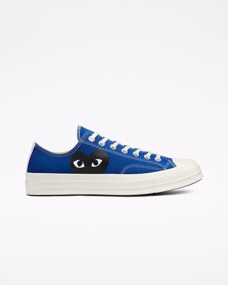 Converse x Comme des Garçons PLAY Chuck 70 Lave Sko Dame Blå Svarte | 538ZWSUNL