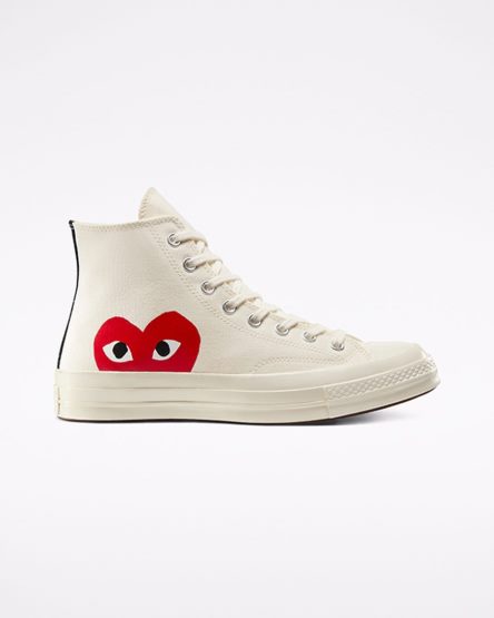 Converse x Comme des Garçons PLAY Chuck 70 Høye Sko Herre Hvite Rød | 730ZYLIDV
