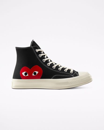 Converse x Comme des Garçons PLAY Chuck 70 Høye Sko Dame Svarte Hvite Rød | 807ZPVRHM