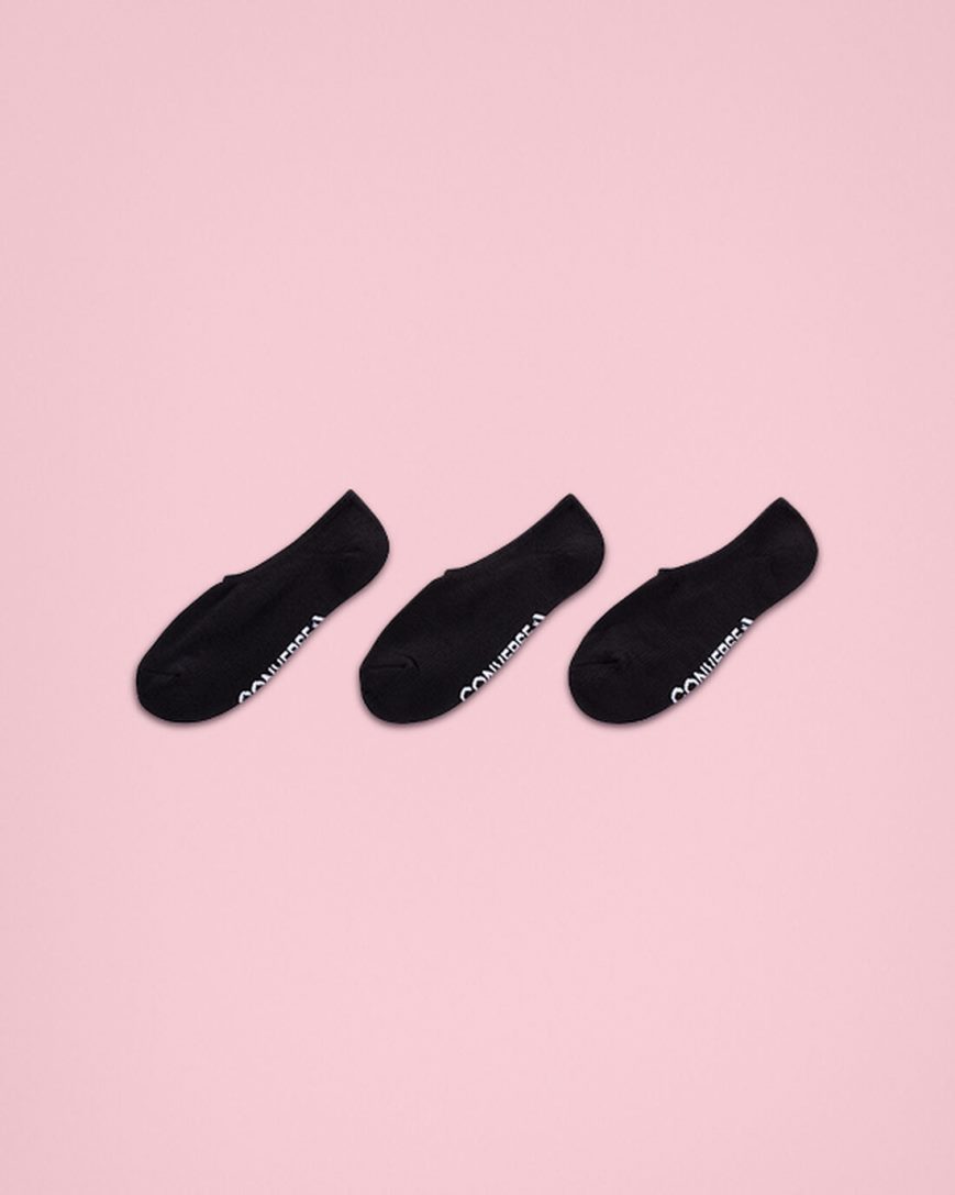Converse 3-Pack Wordmark No-Show Sokker Dame Svarte | 312FYHNSZ