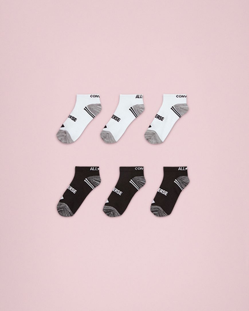 Converse 6-Pack No-Show Sokker Jente Svarte Hvite | 798YSIVNH