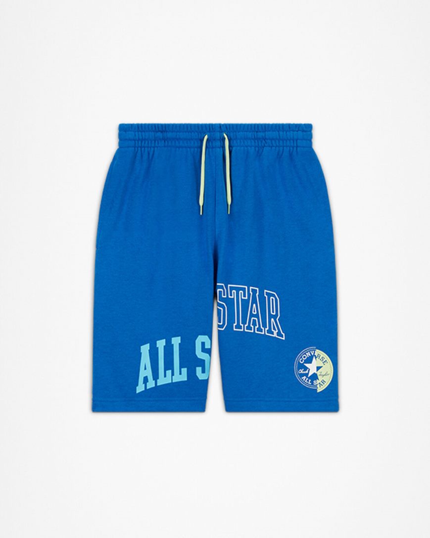 Converse All Star Logo Grafiske French Terry Shorts Gutt Kongeblå | 815MRQZGX