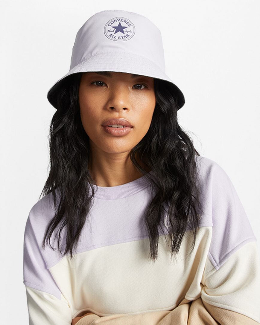 Converse All Star Patch Reversible Bucket Hatt Dame Lilla Svarte | 678LIFASR