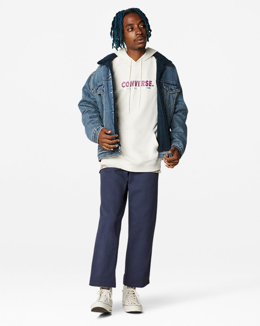 Converse Bold Word Pullover Hettegensere Herre Beige | 172VLAXZK